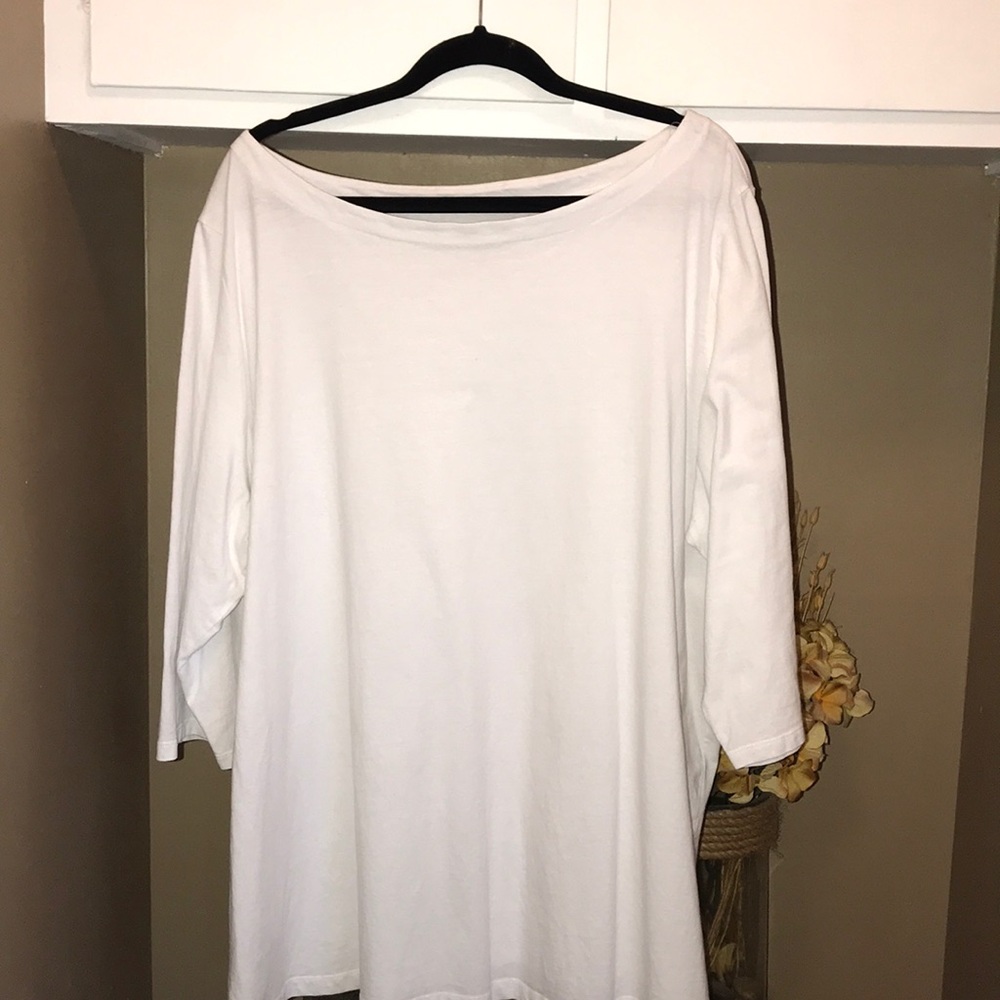 Woman Within classic white boat neck top ⚓️